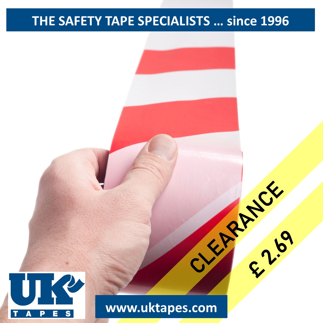 Red/white barrier tape (250M) - CLEARANCE