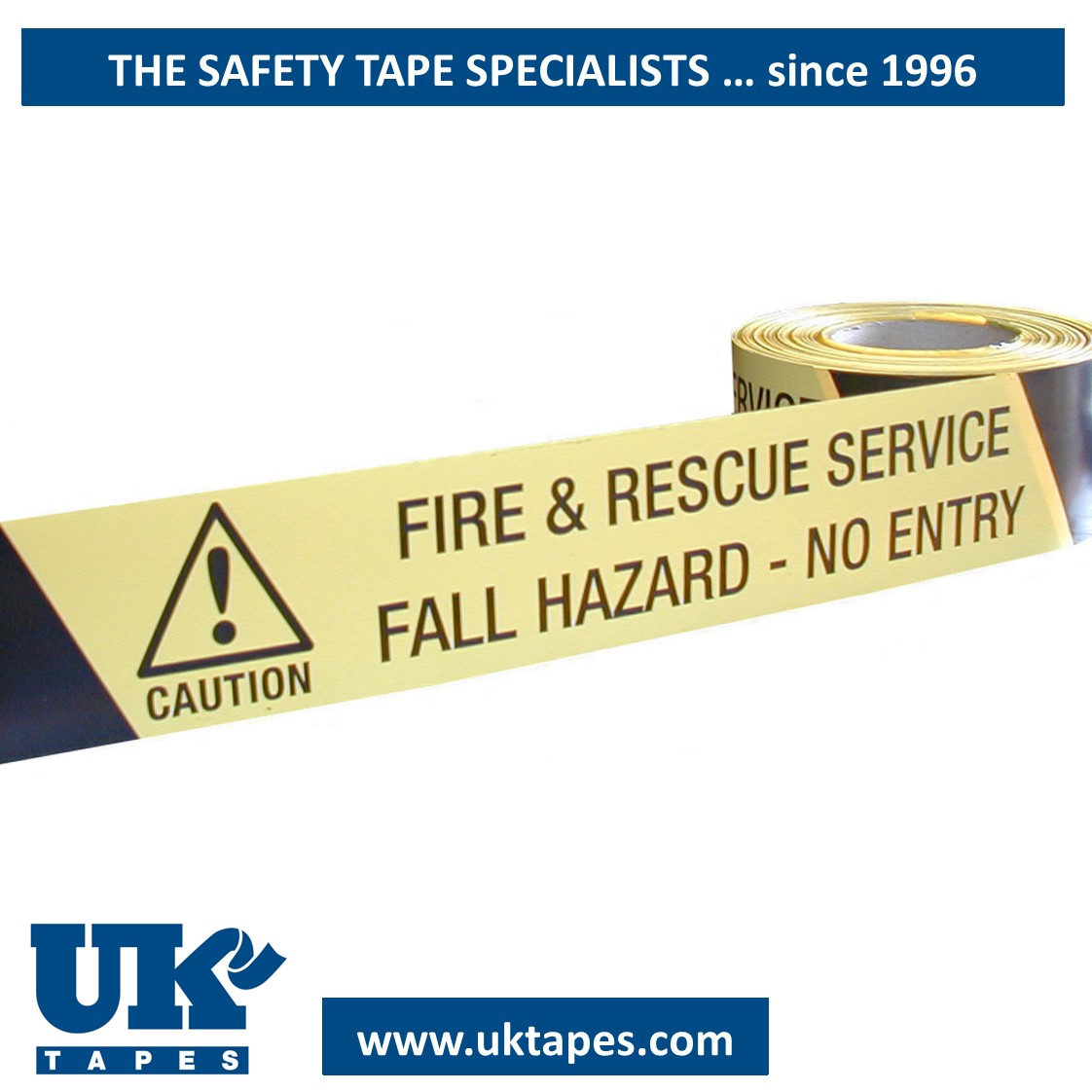 FIRE & RESCUE SERVICE FALL HAZARD - NO ENTRY barrier tape