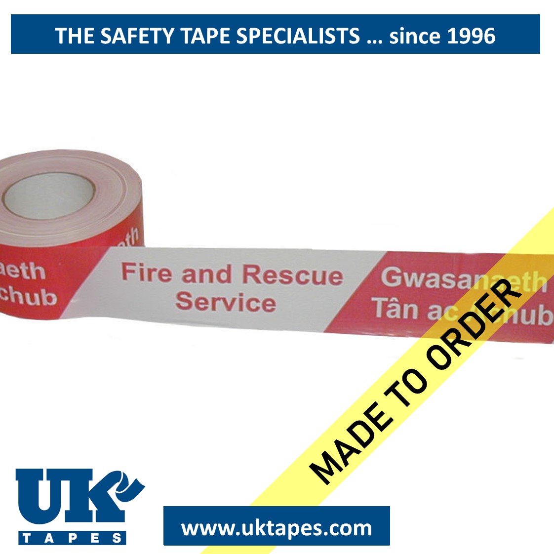 FIRE & RESCUE SERVICE in English and Welsh barrier tape