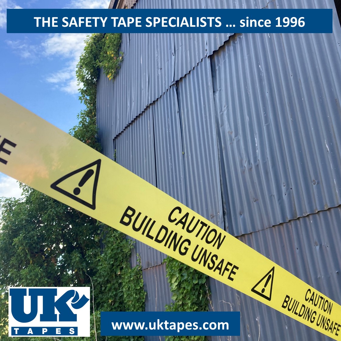 CAUTION BUILDING UNSAFE barrier tape (200M)