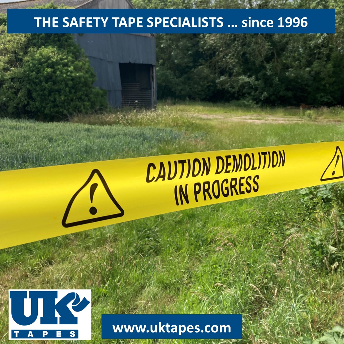 CAUTION DEMOLITION IN PROGRESS barrier tape (200M)