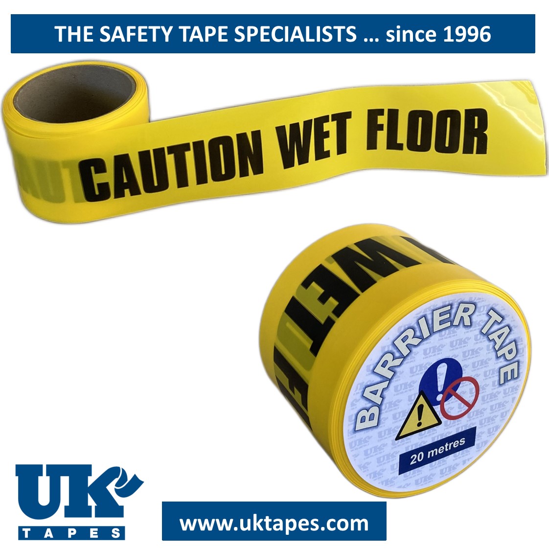 CAUTION WET FLOOR barrier tape (20M)