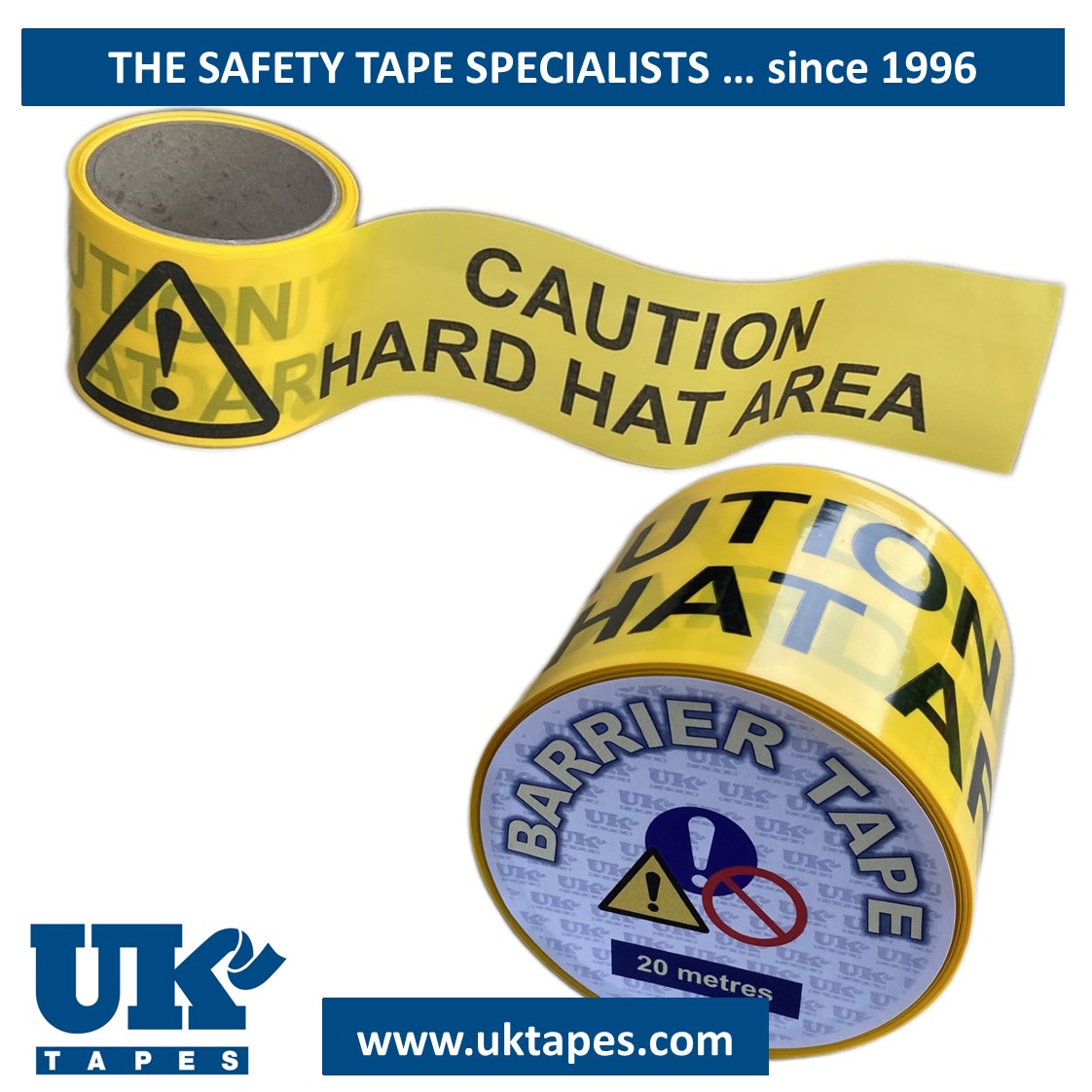 CAUTION HARD HAT AREA barrier tape (20M)