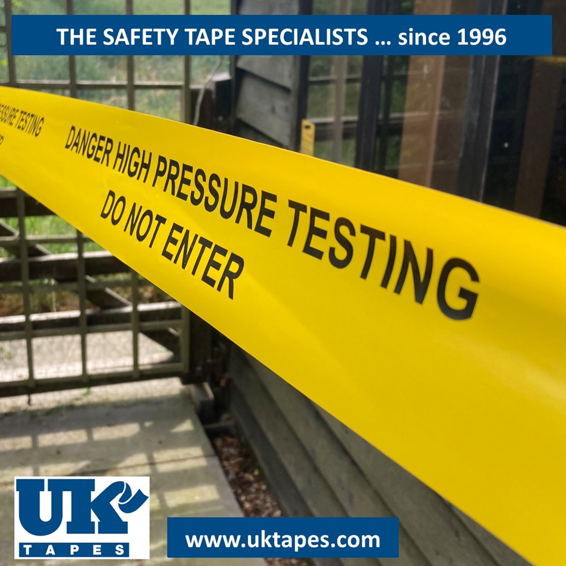 DANGER HIGH PRESSURE TESTING DO NOT ENTER barrier tape (200M)