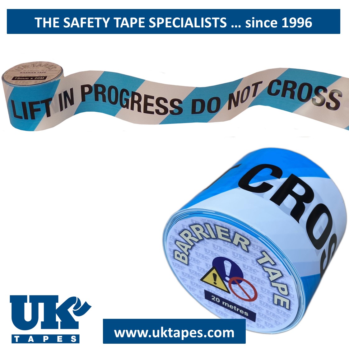 LIFT IN PROGRESS DO NOT CROSS barrier tape (20M)