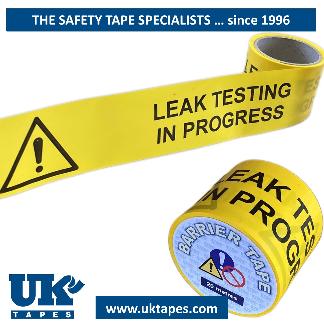 LEAK TESTING IN PROGRESS barrier tape (20M)