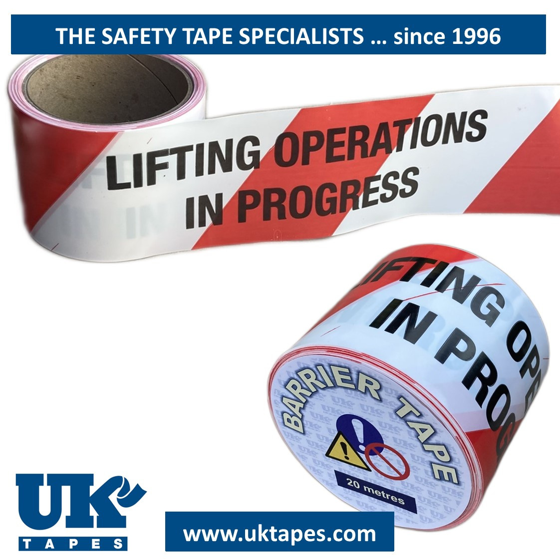 LIFTING OPERATIONS IN PROGRESS barrier tape (20M)