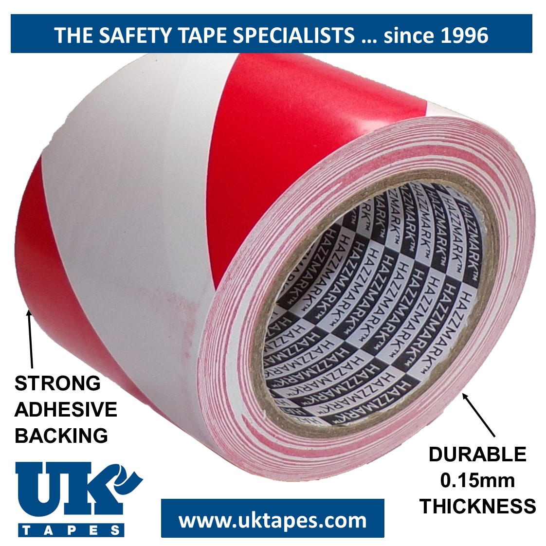 HAZZMARK&trade; tape: red & white (96mm)