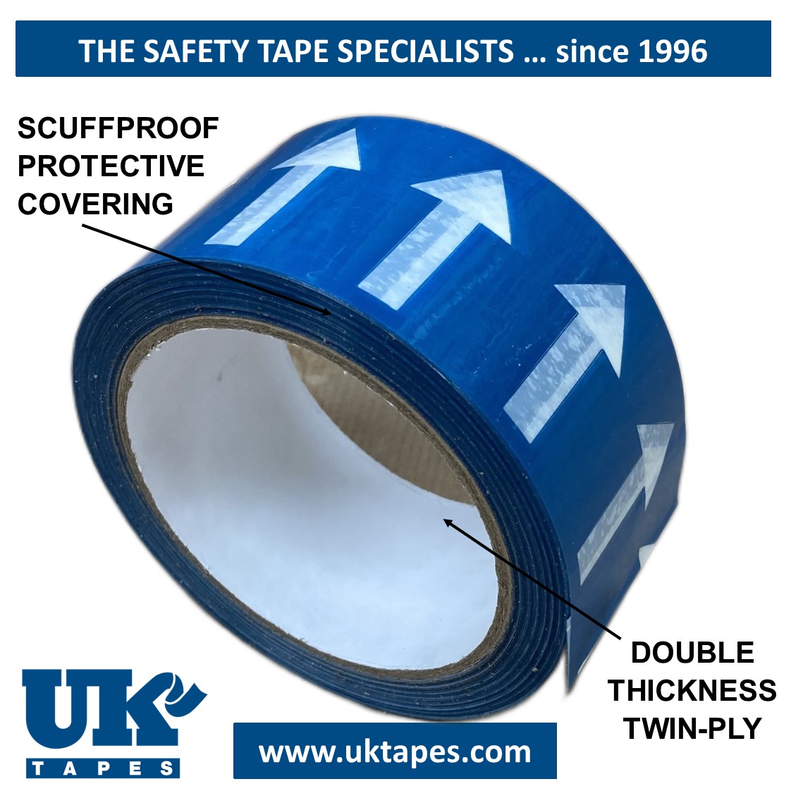 DIRECTIONAL ARROW Tape (white arrows on blue)