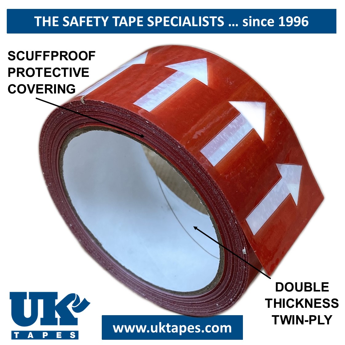 DIRECTIONAL ARROW Tape (white arrows on red)