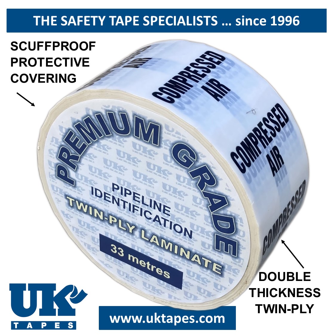 COMPRESSED AIR Pipe Marking Tape (stock clearance)