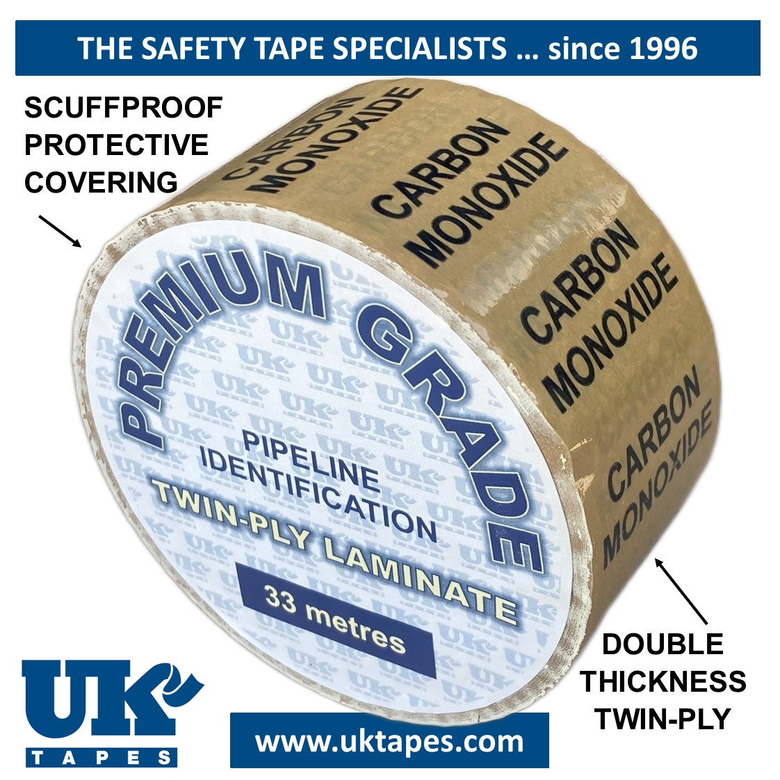 CARBON MONOXIDE Pipe Marking Tape