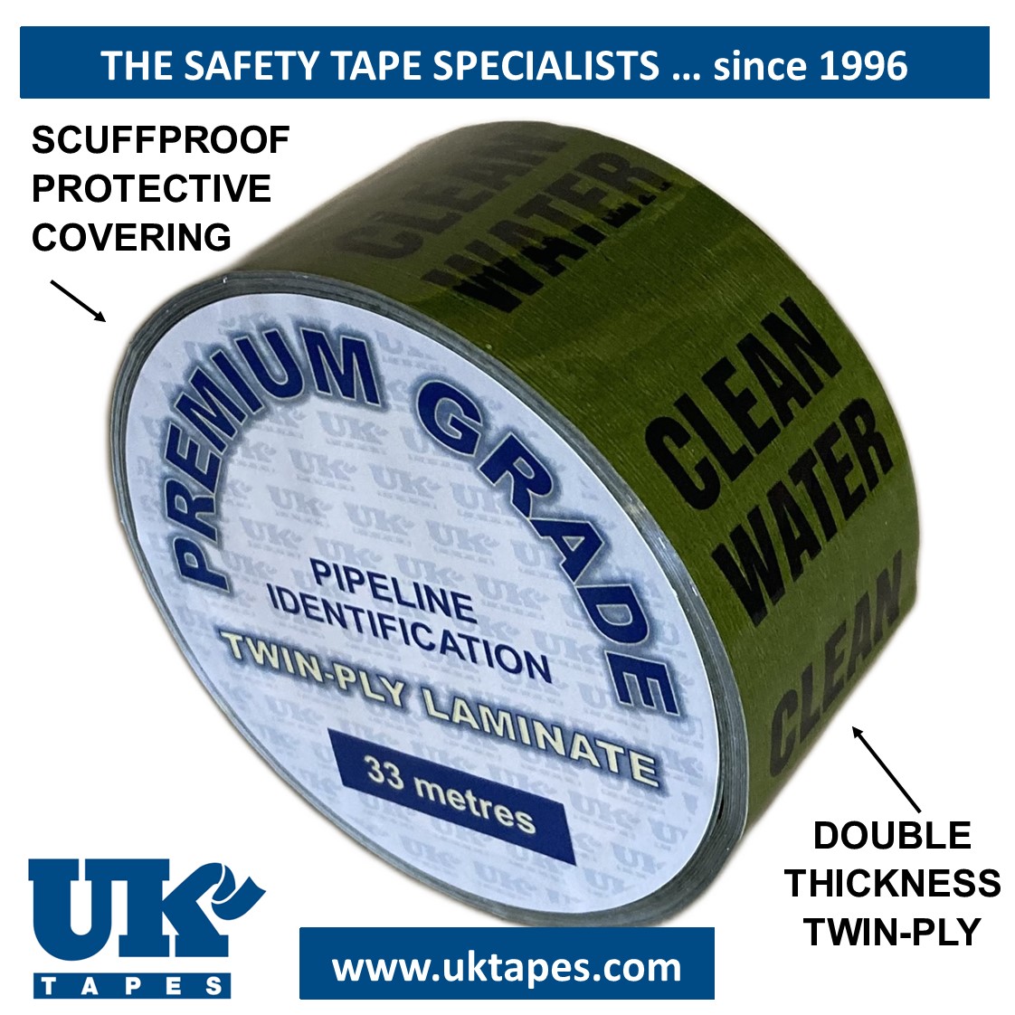 CLEAN WATER Pipe Marking Tape