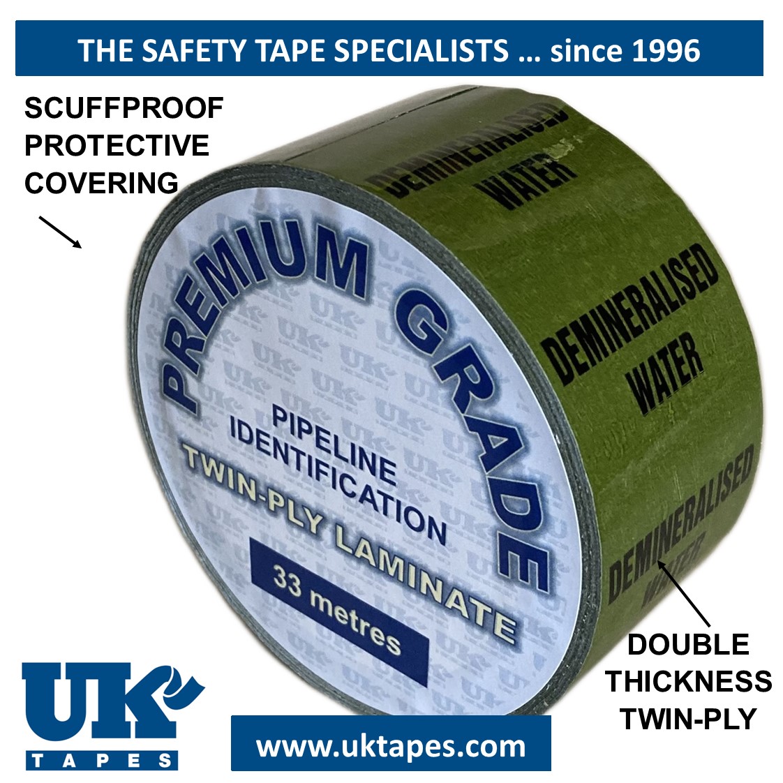 DEMINERALISED WATER Pipe Marking Tape