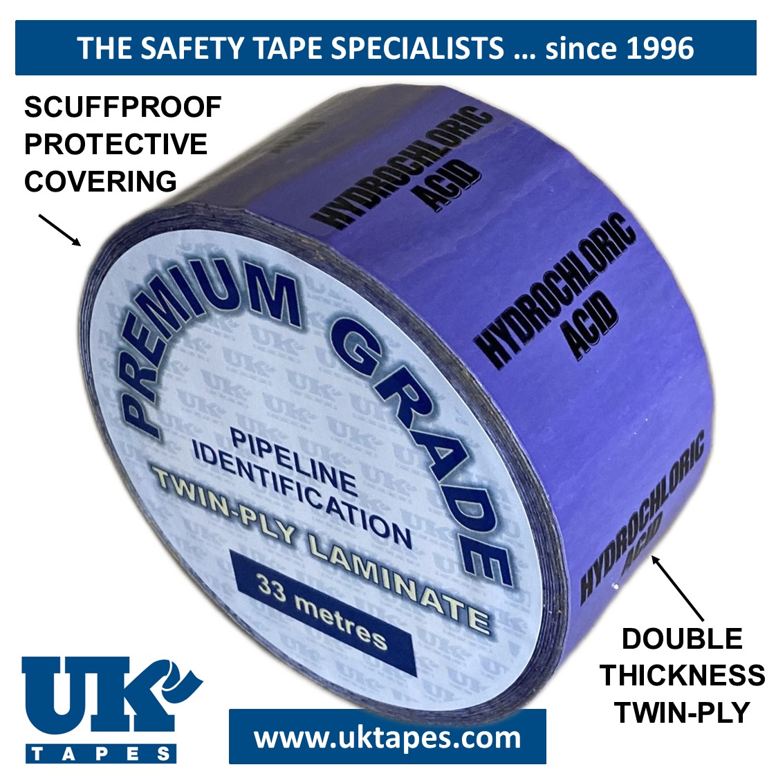 HYDROCHLORIC ACID Pipe Marking Tape