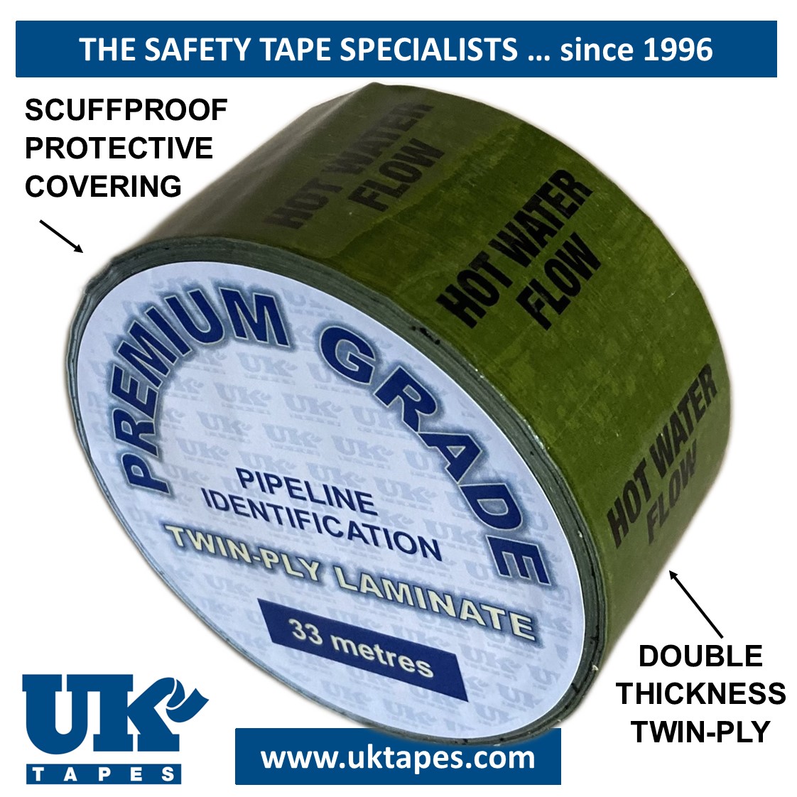 HOT WATER FLOW Pipe Marking Tape