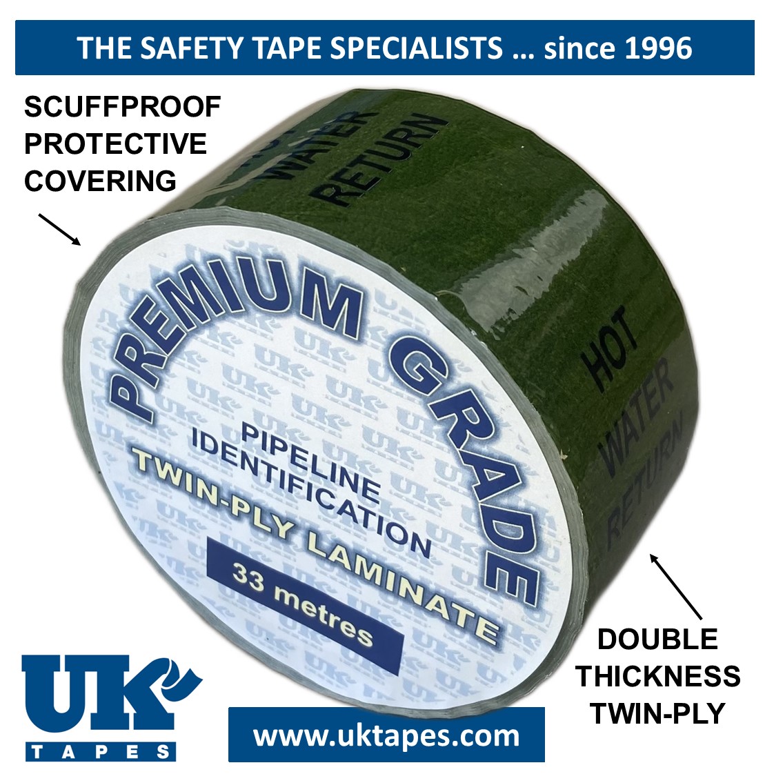 HOT WATER RETURN Pipe Marking Tape