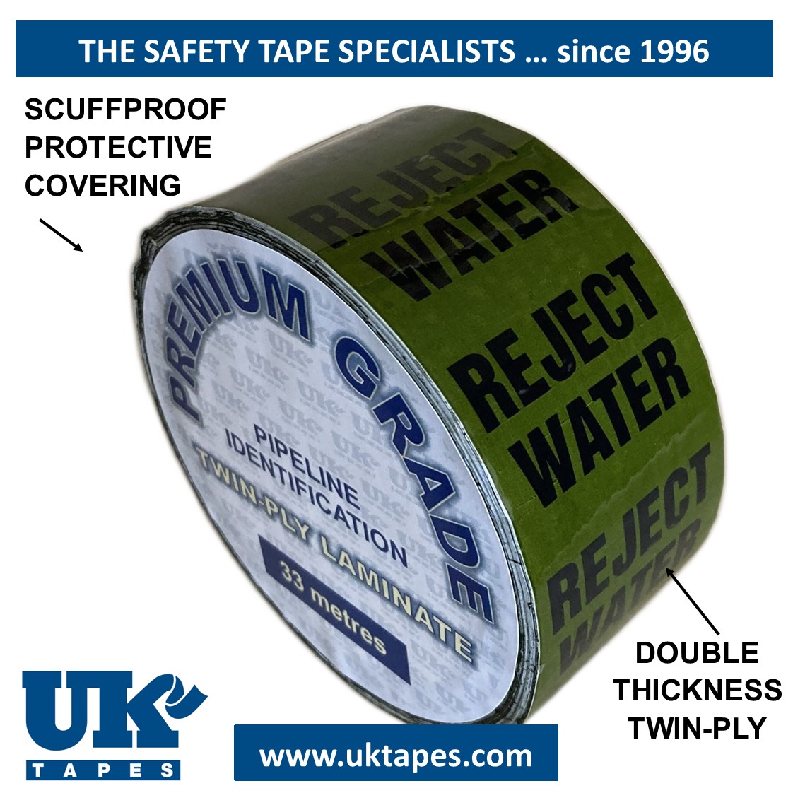 REJECT WATER Pipe Marking Tape