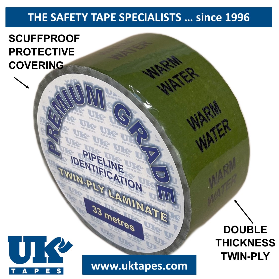 WARM WATER Pipe Marking Tape