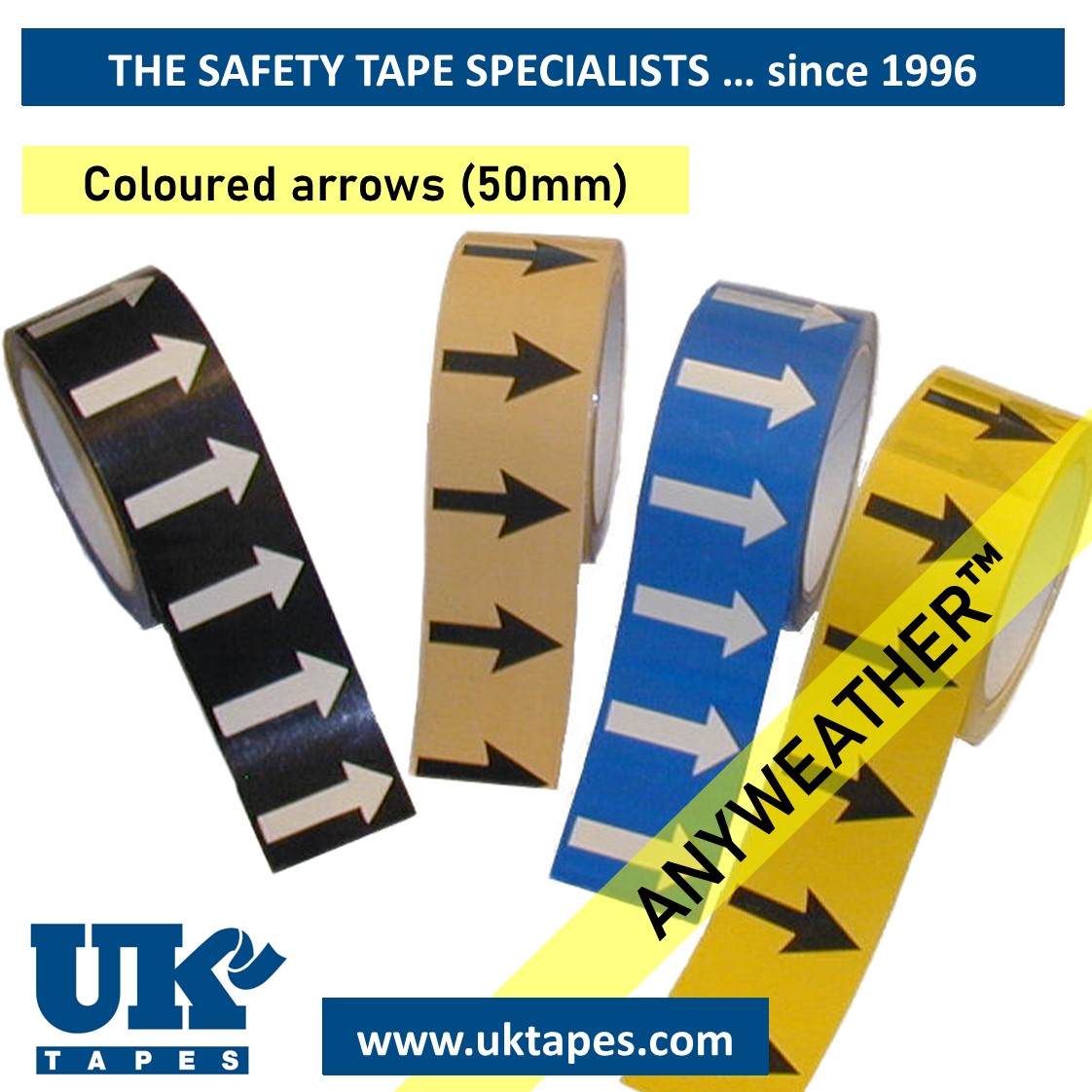 Coloured Arrow ANYWEATHER&trade; tape (50mm)