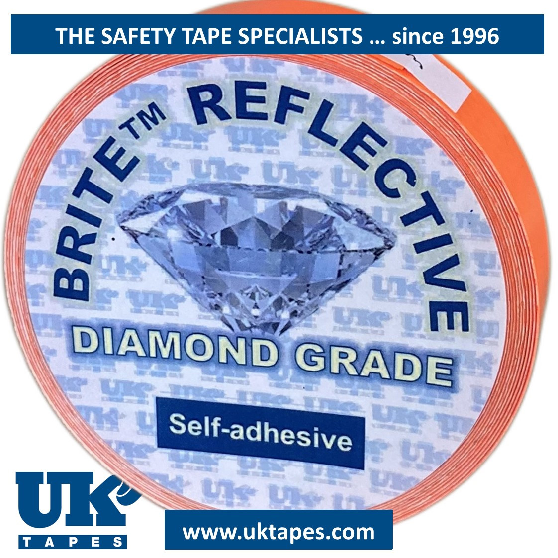DIAMOND Grade reflective tape: fluoro orange (25mm x 10M)