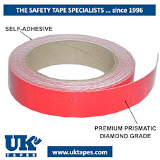 DIAMOND Grade reflective tape: red (25mm x 5M)