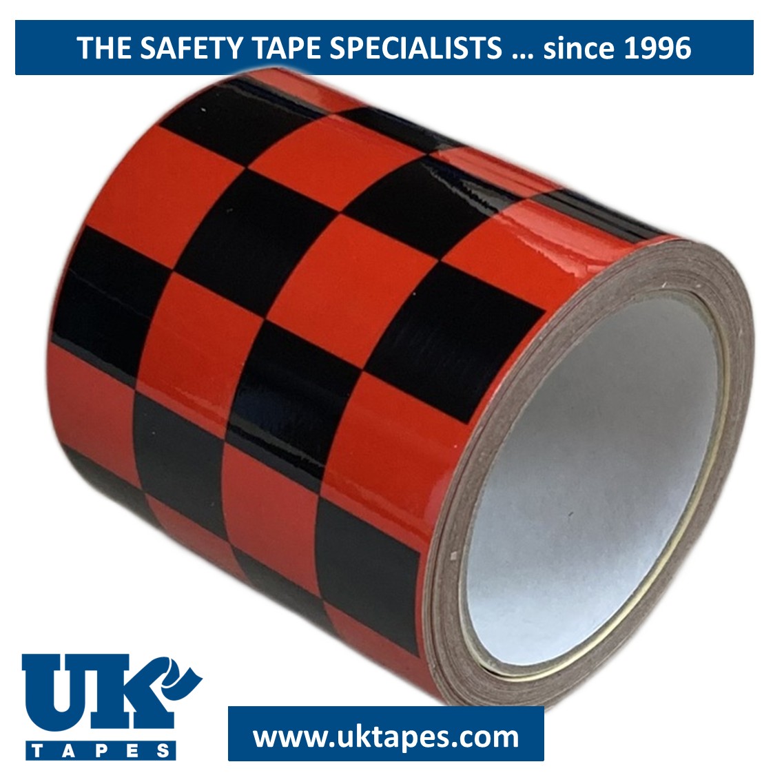 CHEQUERED Reflective Tape : black & red (100mm x 10M)