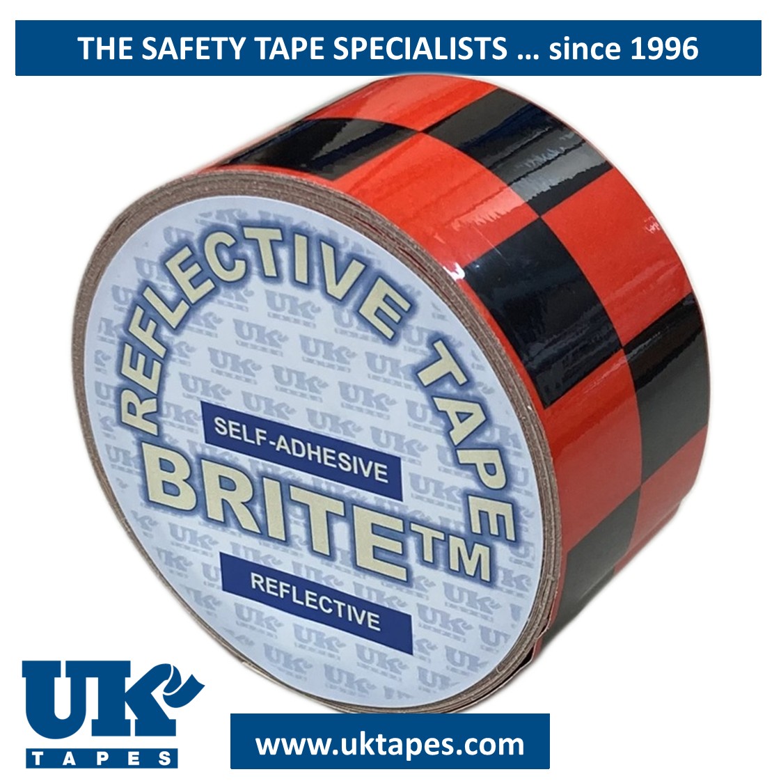 CHEQUERED Reflective Tape : black & red (50mm x 10M)