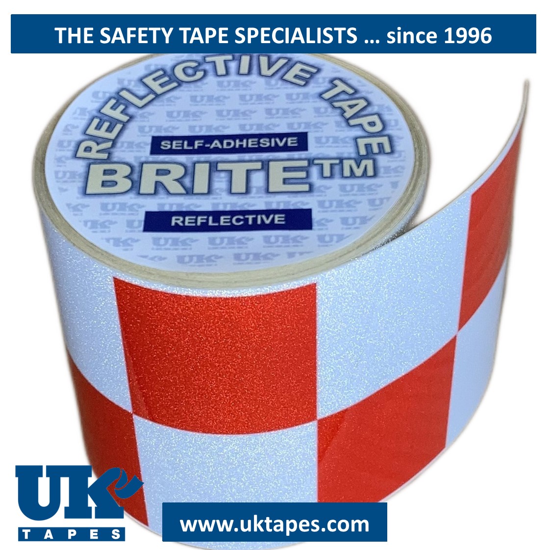 CHEQUERED Reflective Tape : red & white (100mm x 10M)