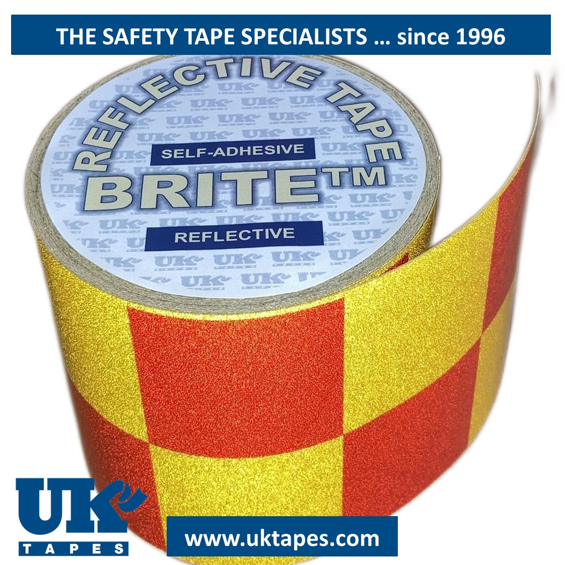 CHEQUERED Reflective Tape : red & yellow (100mm x 10M)