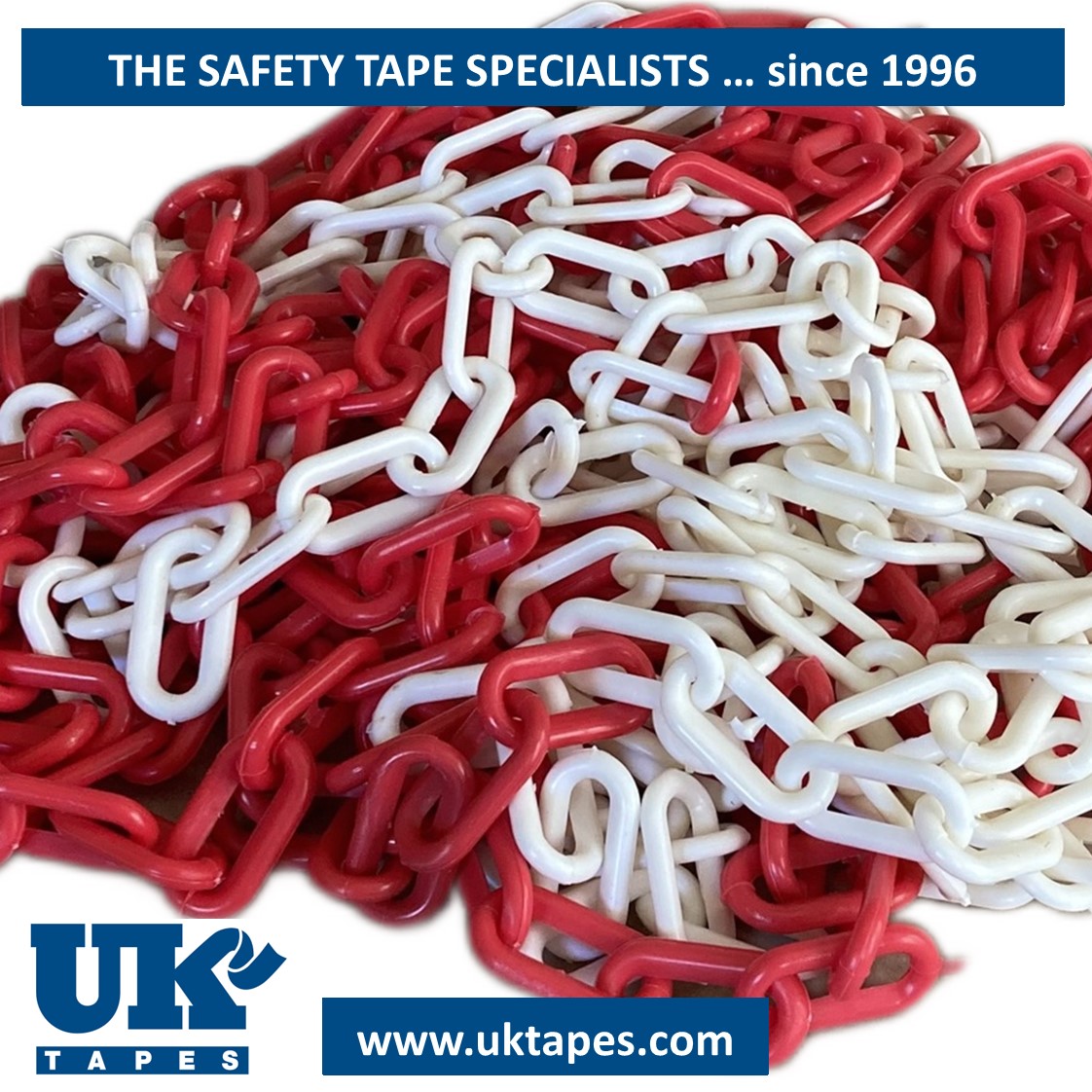 Red & white plastic barrier chain (heavy-duty 8mm)