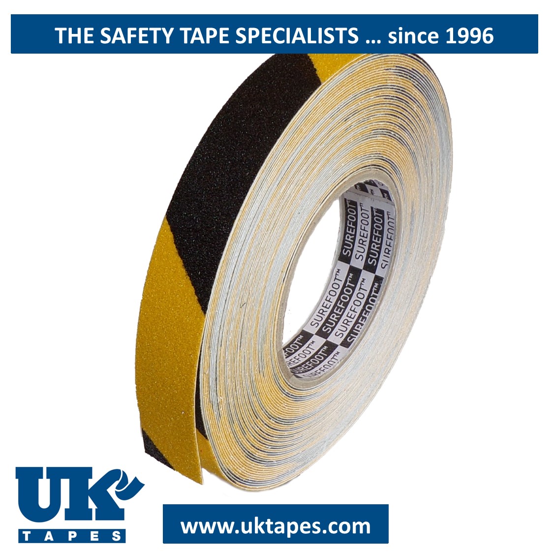 SUREFOOT&trade; Anti-slip Tape: black & yellow (25mm)