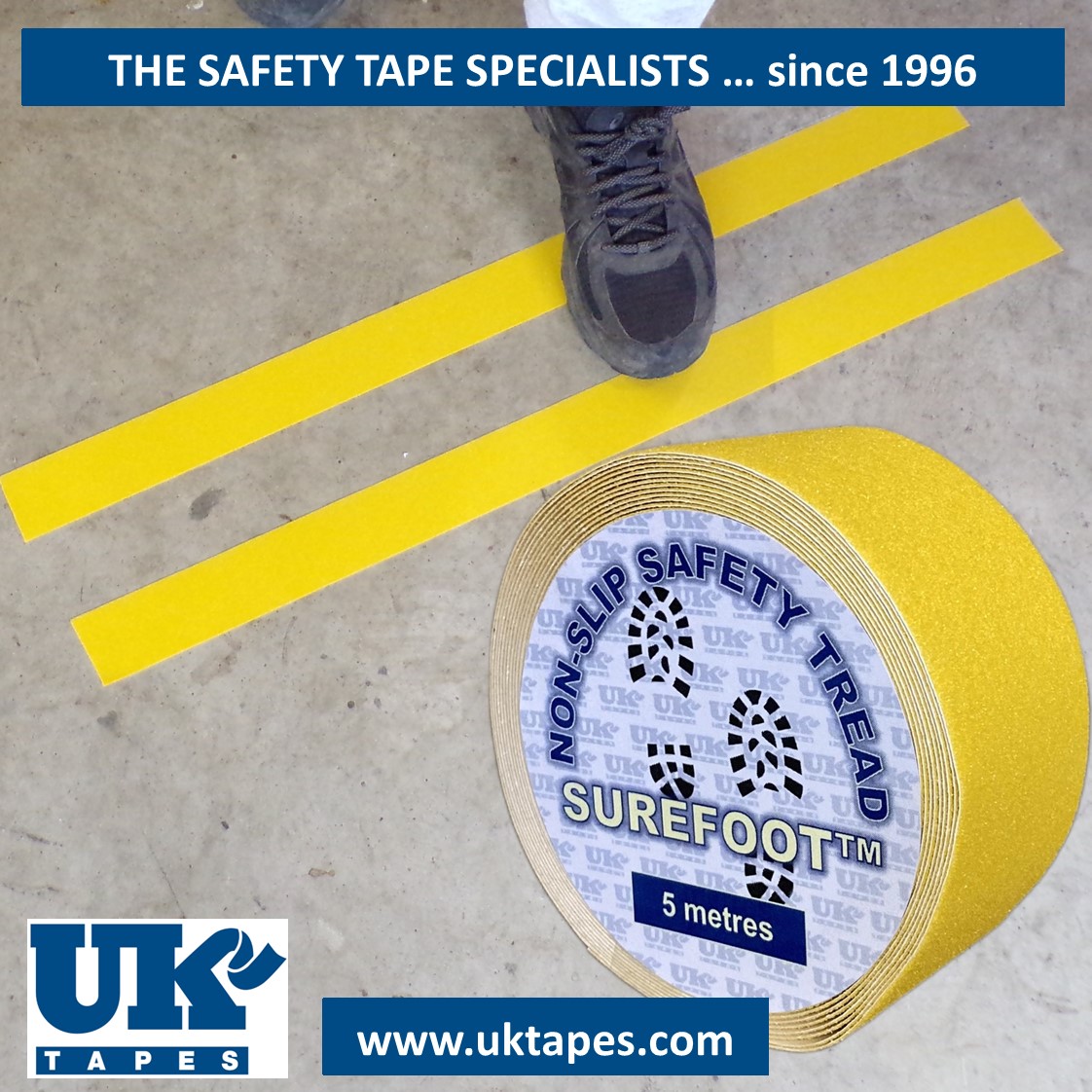 5M SUREFOOT&trade; Anti-slip tape: yellow