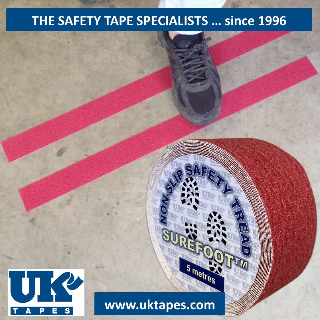 5M SUREFOOT&trade; Anti-slip tape: red