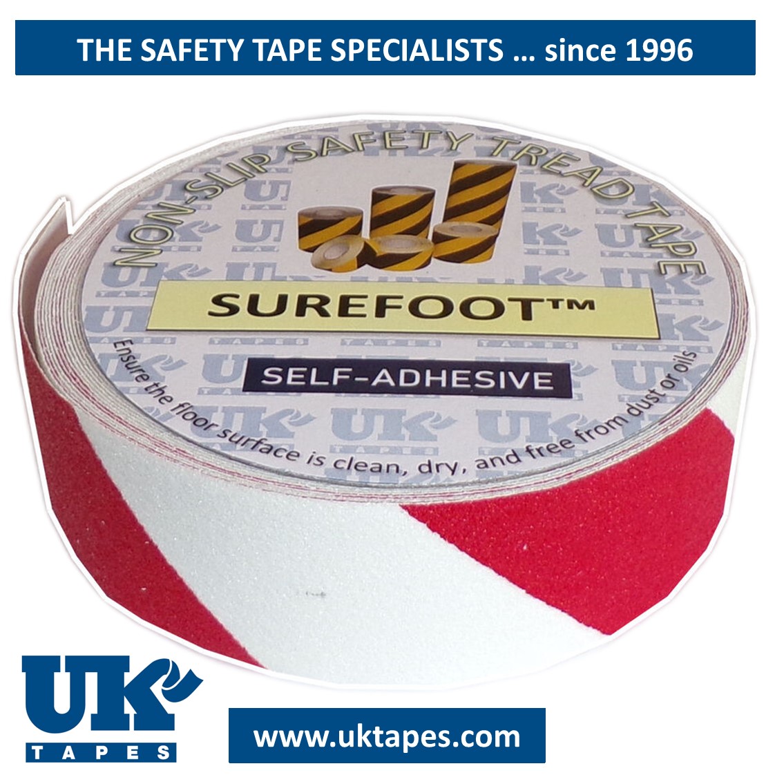 SUREFOOT&trade; Anti-slip tape: red & white