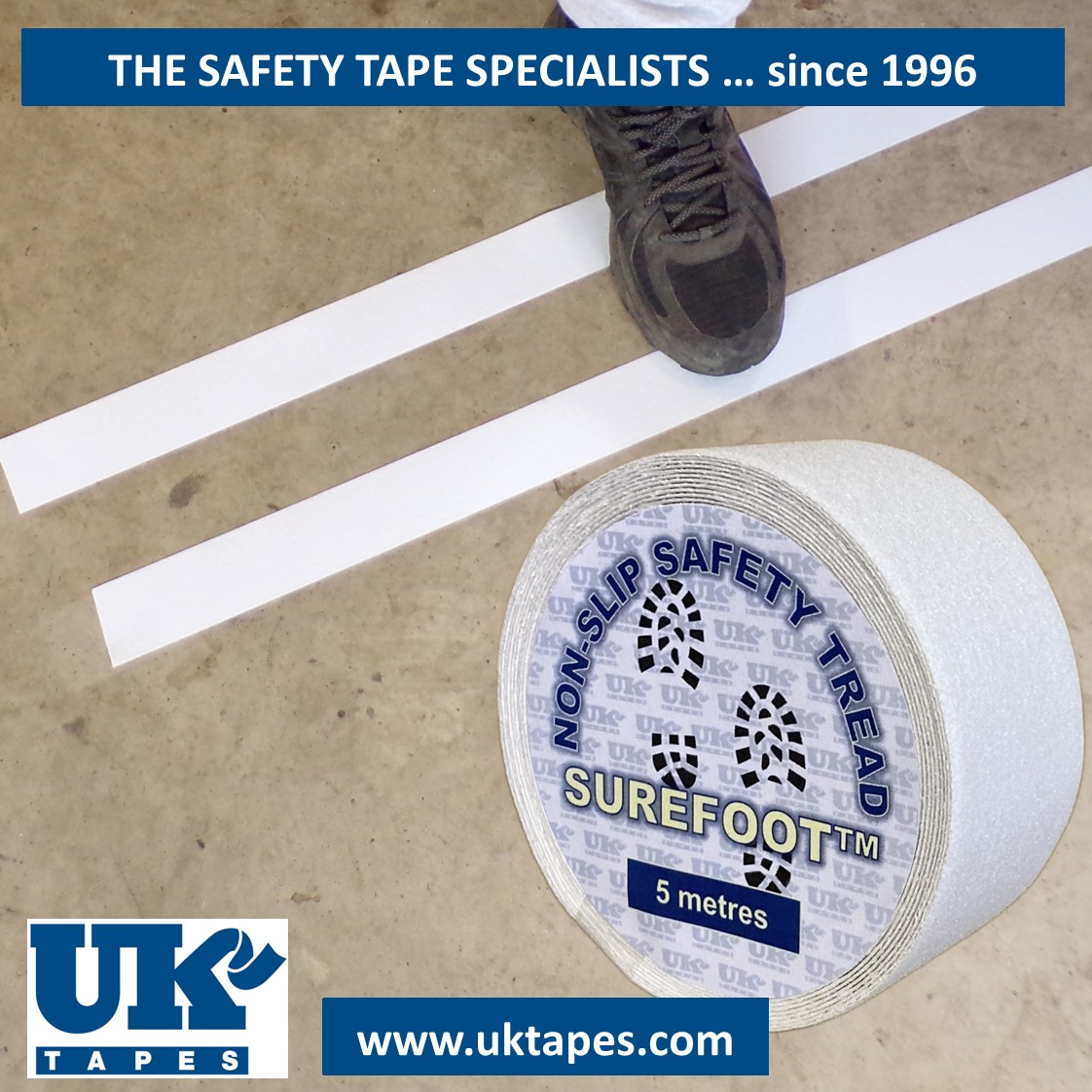 5M SUREFOOT&trade; Anti-slip tape: white