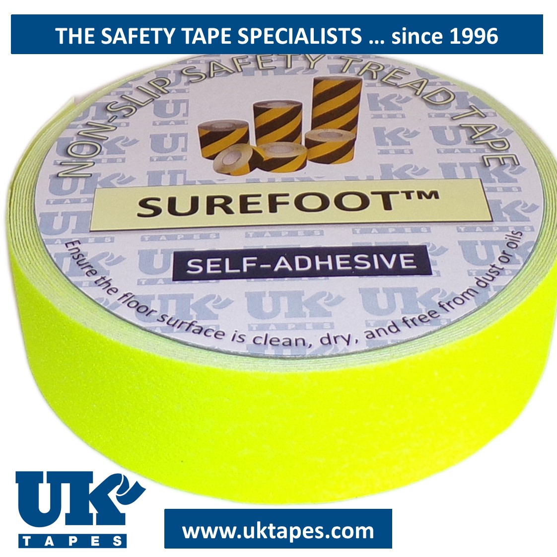 SUREFOOT&trade; Anti-slip tape: hi viz yellow (50mm)