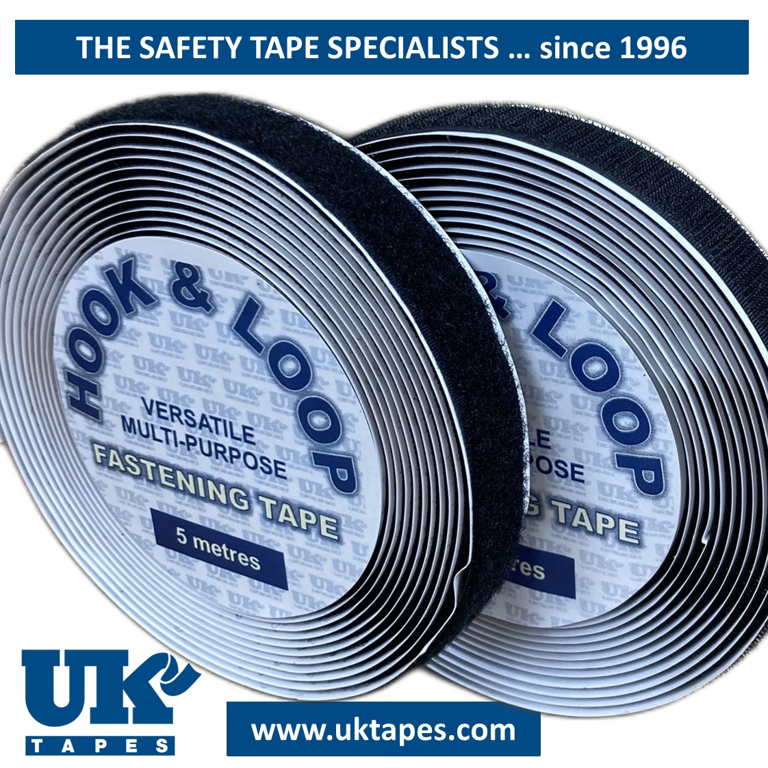 Hook & loop fastening tape set: self-adhesive - Black (20mm x 5M)