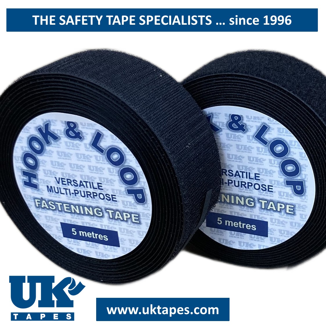 Hook & loop fastening tape set: non-adhesive - Black (50mm x 5M)